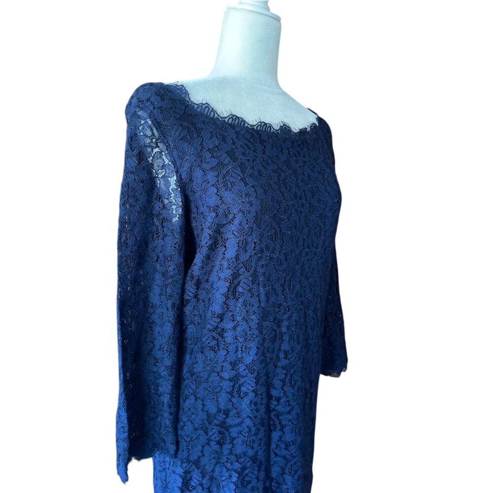 DVF Diane von Furstenberg Zarita Lace Dress in Royal Blue sz 14 Formal Evening - Picture 4 of 16